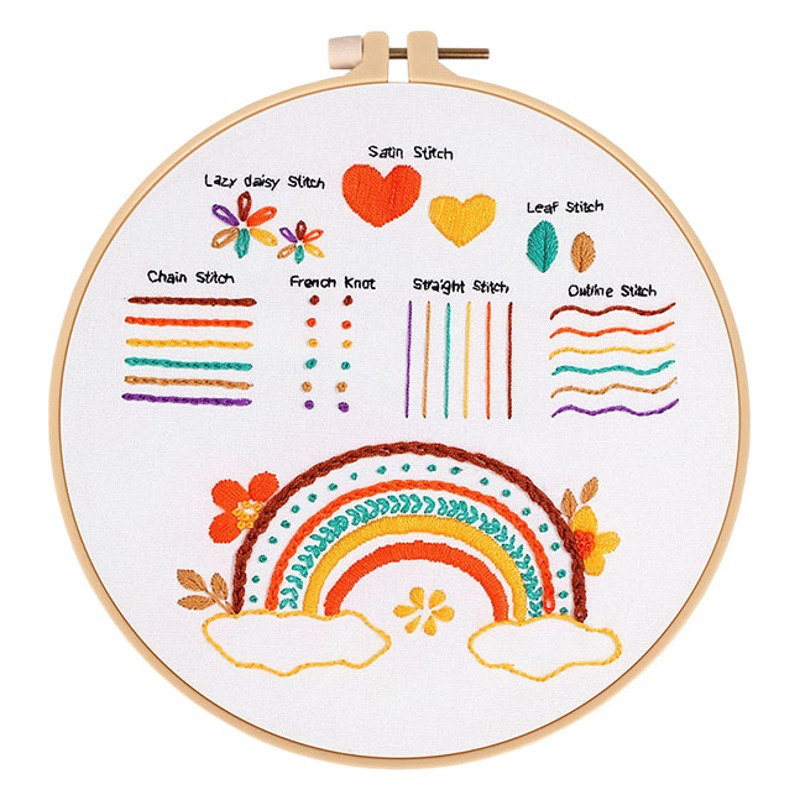 Original DIY bordado hecho a mano paquete de material submarino Arco Iris combinación puntada nivel de entrada principiante práctica transfronteriza Inglés