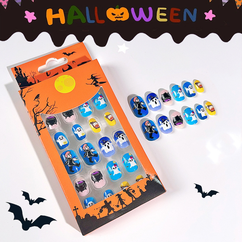 Manicure transfronterizo, Halloween, uñas para niños, productos terminados, uñas, uñas falsas, parches de uñas