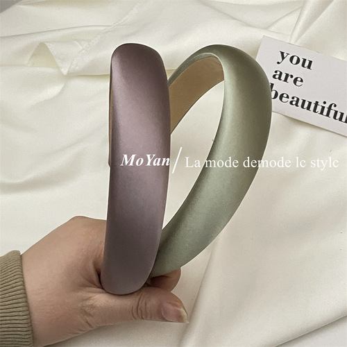 Satin headband with a super authentic color, Korean style shell pink headband, high-end hair accessory for women with a high crown, departure card for women