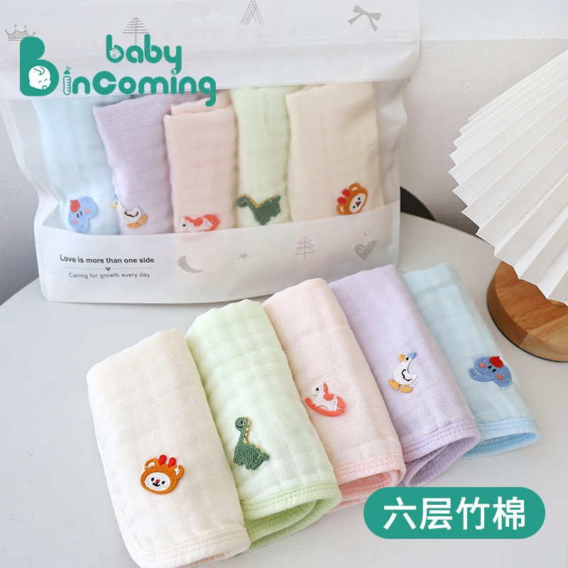 유아용 대나무 면 침수건, 얼굴과 입을 닦는 거즈 작은 사각 수건, 얼굴 수건, 신생아 손수건, 트림 수건