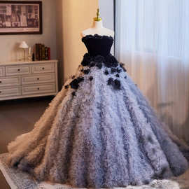 高贵抹胸轻婚纱在逃公主蓬蓬裙法式高级感气质高端晚礼服裙女轻奢