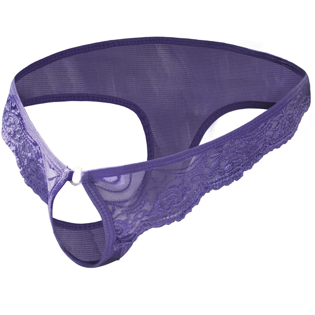 Tzy092T Men's Lingerie Underwear Wholesale Transparent Mesh Low Waist Sexy Thong T-Pants_voghion.com