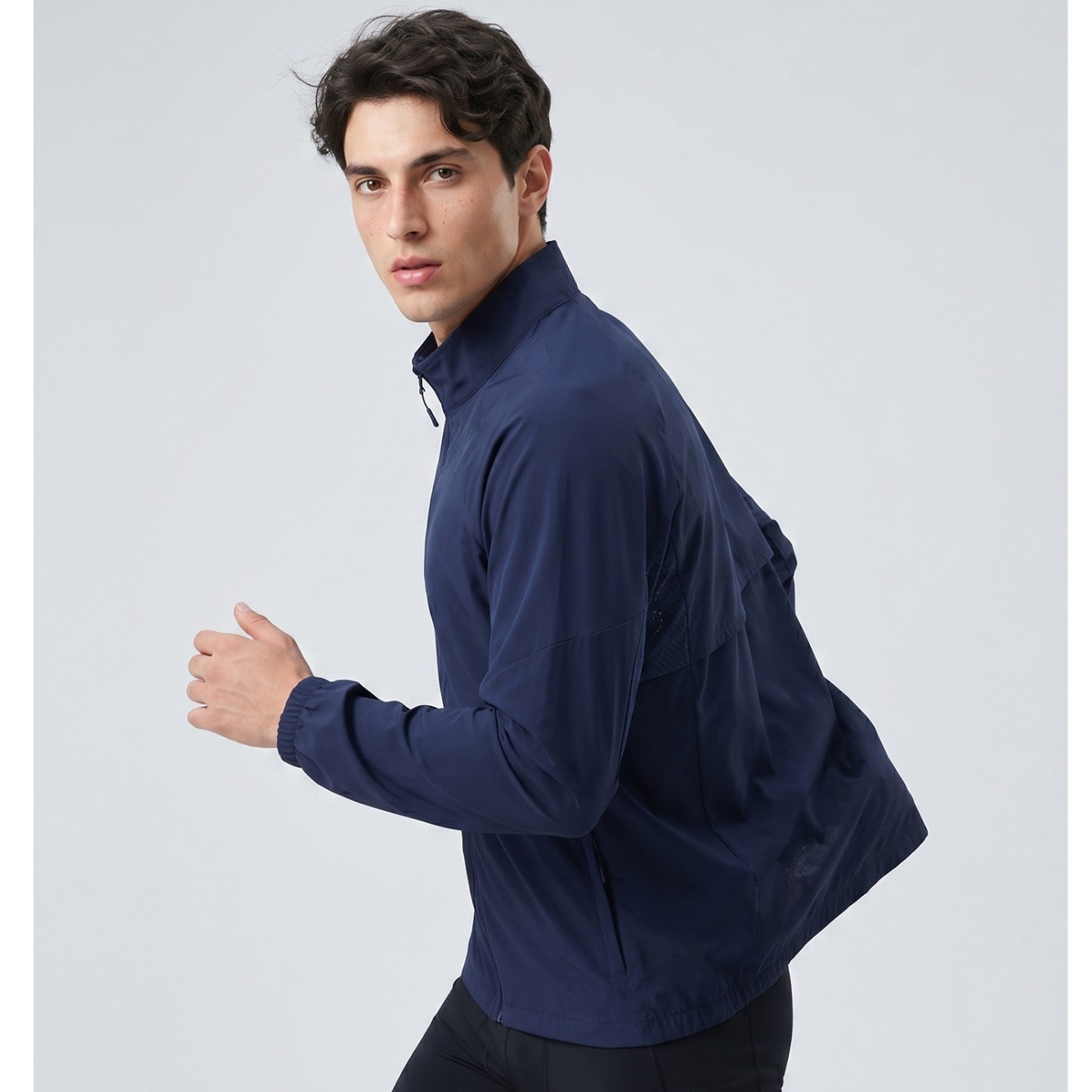 Windproof and splash-proof lightweight sports jacket, spring and autumn stand-up collar cardigan, sports windbreaker, performance wear, running training wear