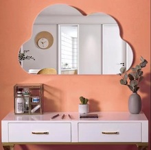 智能發光雲朵鏡化妝鏡不規則造型鏡帶led燈補光免打孔浴室鏡