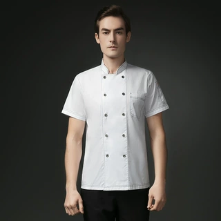 春夏装厨师工作服男女短袖餐饮透气潮流中国风厨师服厨房大码加肥