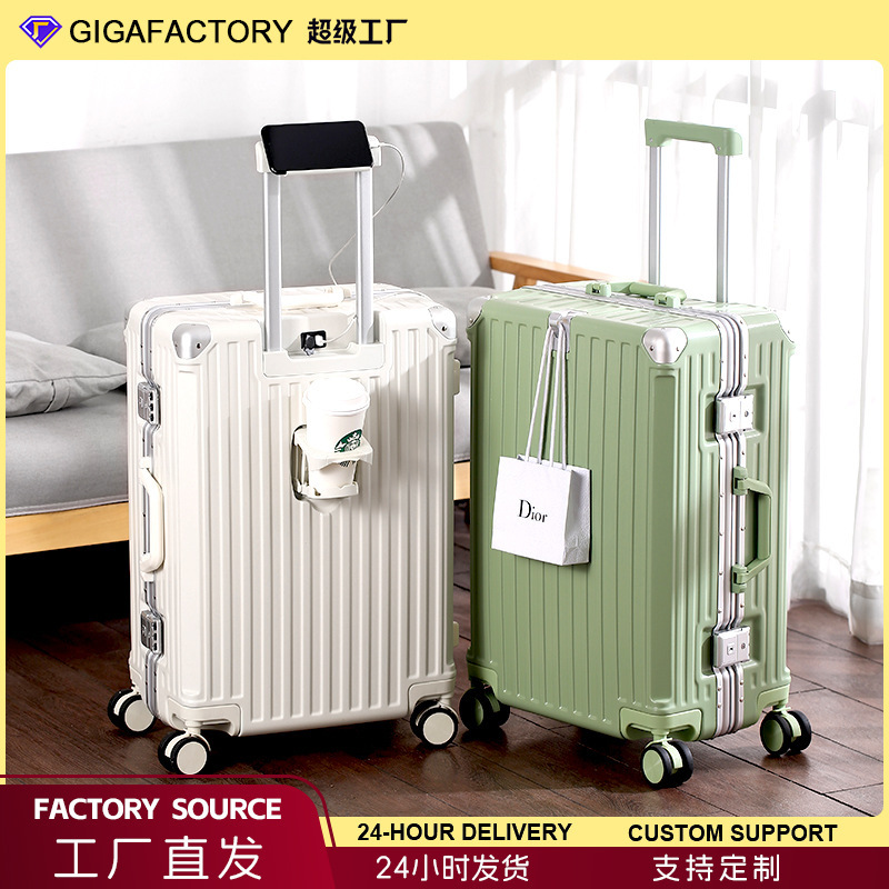 Luggage Case 2024 Female Male Multifunctional Aluminum Frame 26 Inch Trolley Case Universal Wheel Large Capacity Luggage Suitcase