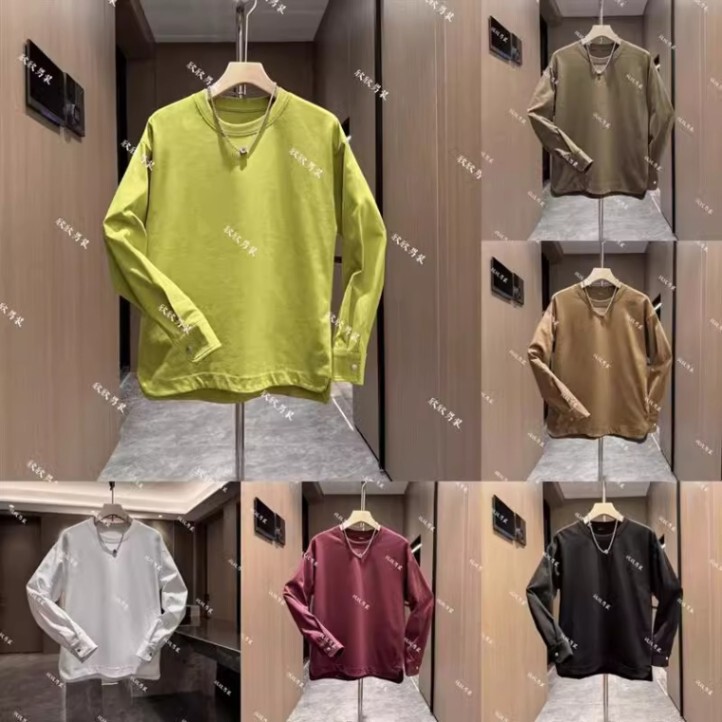 Autumn and Winter Men's Pure Cotton Dopamine Color Shirt Sleeves Trendy Fashion Versatile Round Neck Designer Style Sweatshirt Trend Autumn and Winter Men's Pure Cotton Dopamine Color Shirt Sleeves Trendy Fashion Versatile Round Neck Designer Style Sweatshirt Trend