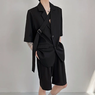 夏季短袖西装外套男士韩版ins 潮流痞帅薄款高级感套装休闲小西服