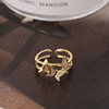 Zirconium, fashionable ring with stone, trend copper gemstone ring with bow, accessory, Korean style, wholesale