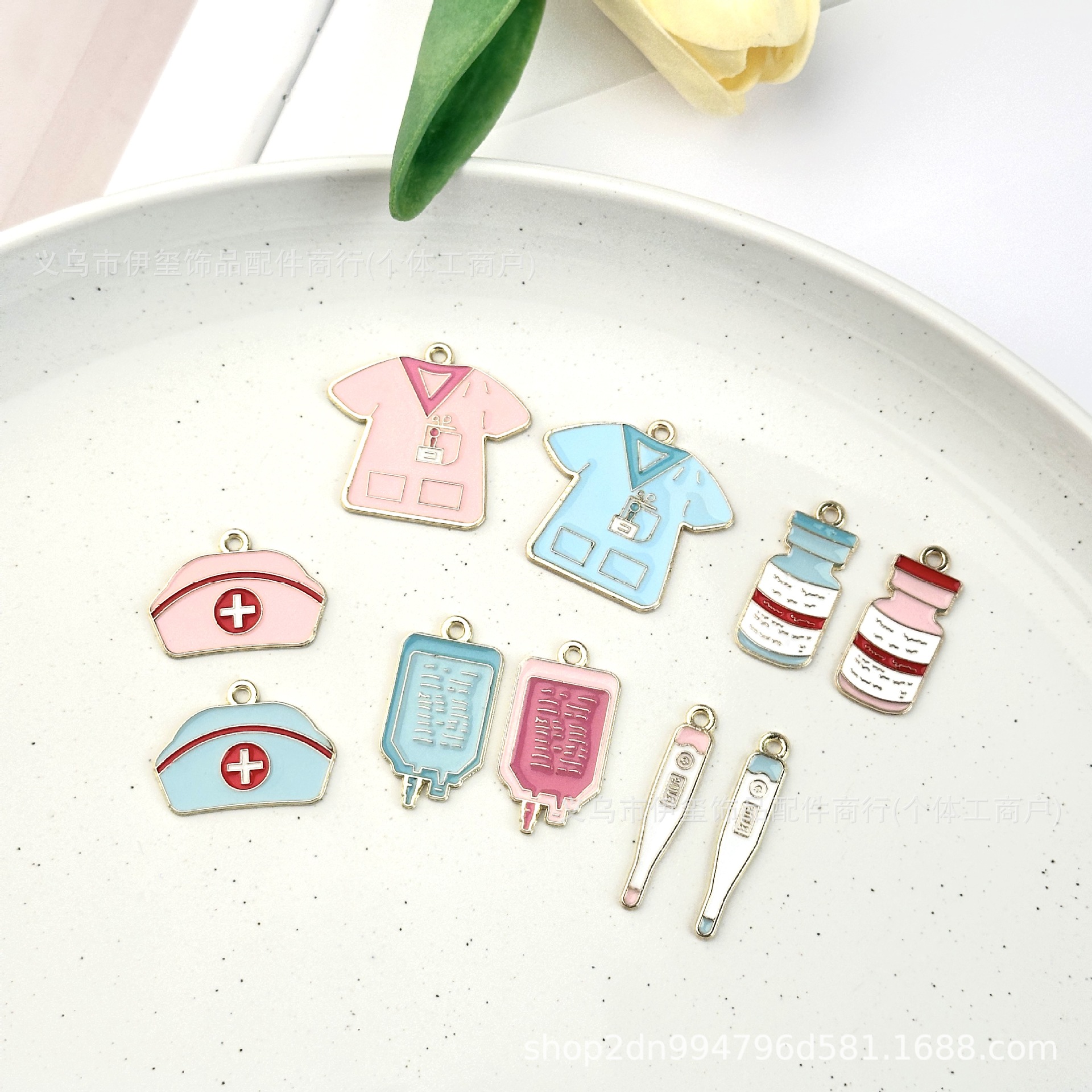 Nurses Doctor Bracelet Necklace Earrings Earrings Alloy Oil Drops Jewelry Accessories Handmade DIY Material Accessories Batch