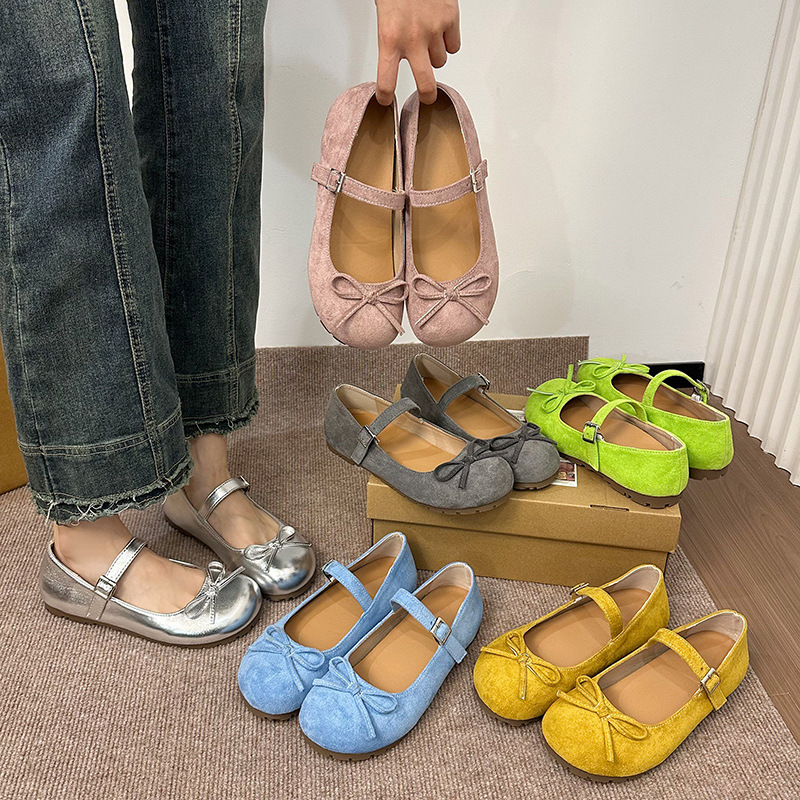 Single-strap height-increasing closed-toe mules for women, 2026 new model, forest-style fairy solid color bow Mary Jane shoes for women Single-strap height-increasing closed-toe mules for women, 2026 new model, forest-style fairy solid color bow Mary Jane shoes for women