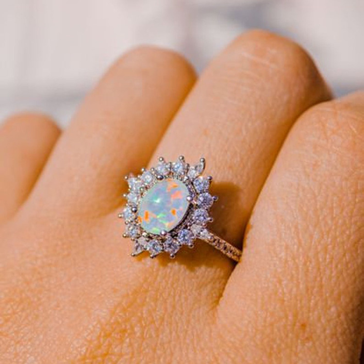 All Seasons Season Women's Gender 925 Sterling Silver Opal Oval Rings 925 Sterling Silver Rings