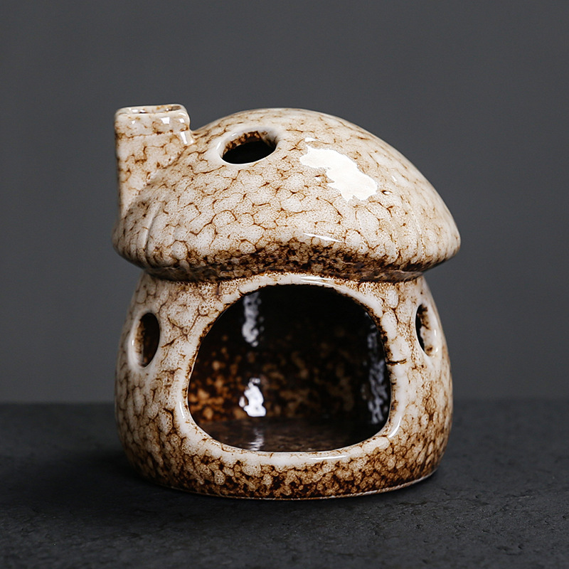 窑变陶瓷蘑菇小壁炉秘鲁圣木燃烧支架palo santo holder鼠尾草盘|undefined