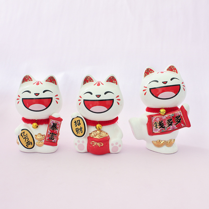De estilo japonés Lucky Cat decoración de cerámica regalo de apertura cajero casa entrada sala de estar decoración de escritorio