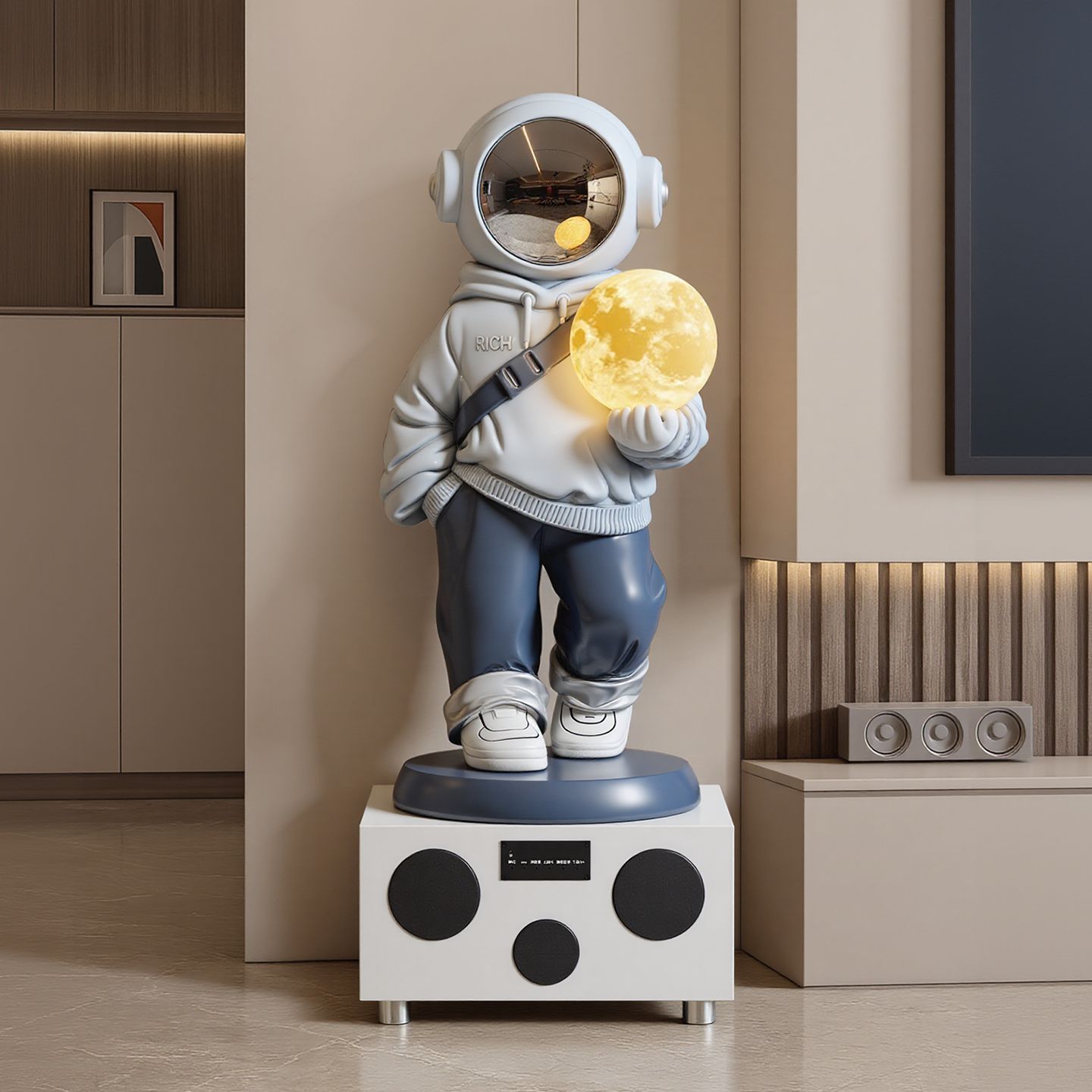 Light Luxury Astronaut Living Room Large Floor-Standing Ornaments with Speakers Light Luxury High-End Tv Cabinet Audio Decoration Next to the Sofa