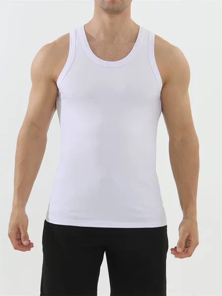 Crazy Muscle Summer Men's Sports Vest Elastic Ribbed Tight Top for Fitness Training Cross-Border Foreign Trade