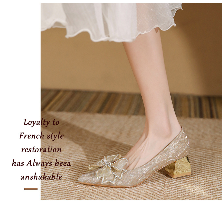 Women's Elegant Solid Color Bow Knot Point Toe Pumps display picture 4