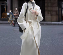白色呢子羊绒大衣女2023秋冬季新款高级感韩系小个子羊毛呢外套