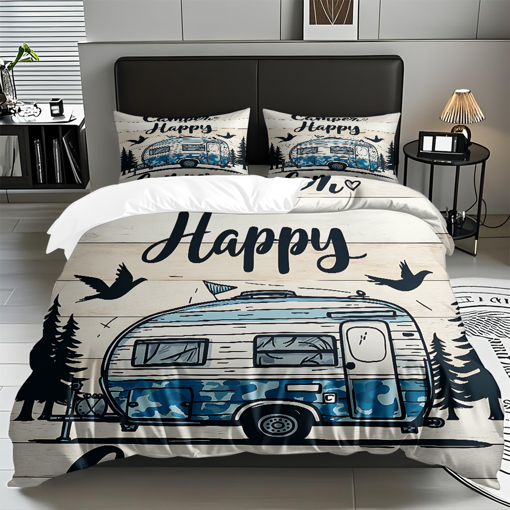 Ventas transfronterizas textiles caseros de ocio viento camping impresión digital abrasión quilt kit fuente de fábrica TEMU / JIT