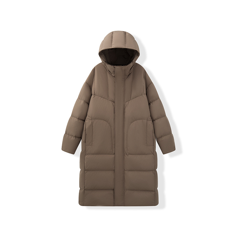 2025 chaqueta larga por encima de la rodilla chaqueta con capucha gruesa de plumón de pato blanco de invierno cálido, resistente al frío, a prueba de viento y transpirable