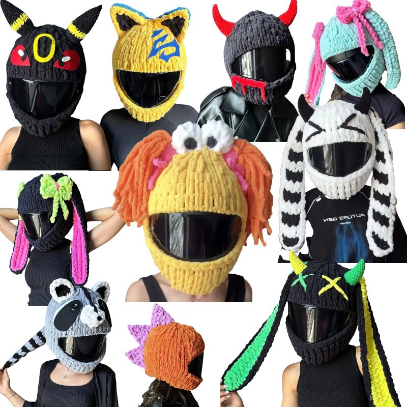 Foreign Trade Cross-border Hot Sale Handmade Crochet Cartoon Personalized Motorcycle Helmet Protective Cover Trendy Funny Helmet Cover Foreign Trade Cross-border Hot Sale Handmade Crochet Cartoon Personalized Motorcycle Helmet Protective Cover Trendy Funny Helmet Cover