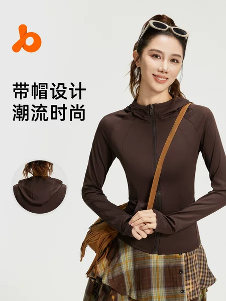New Cross-Border Style Hooded Slim-Fit Sports Jacket with Pockets, High Collar, Windproof Yoga Jacket