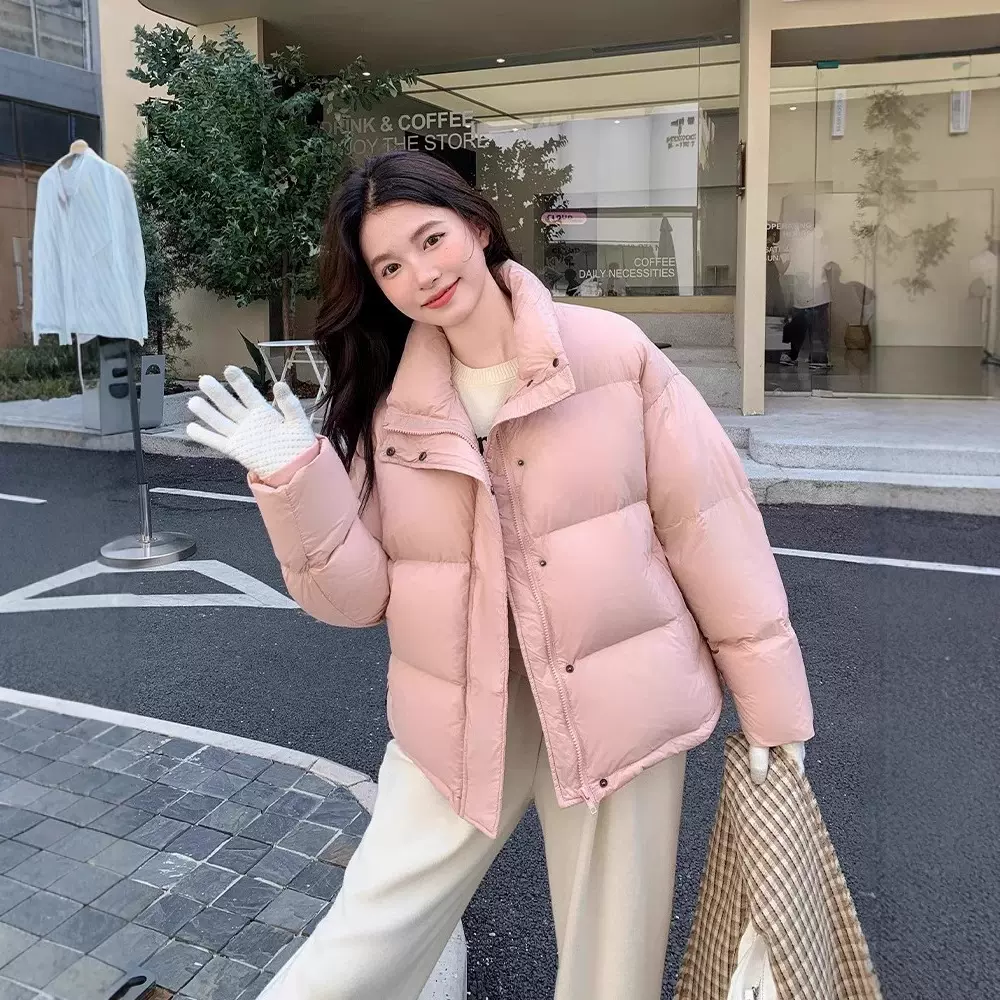 羽绒服女2025冬季新款简约立领百搭面包服短款小个子韩版保暖外套