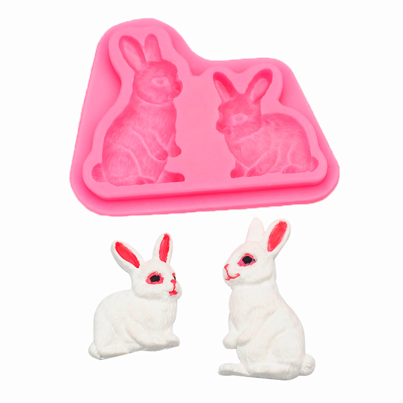 Conejo blanco hornear pastel de chocolate DIY molde de silicona molde decorativo de yeso de arcilla ultraligera