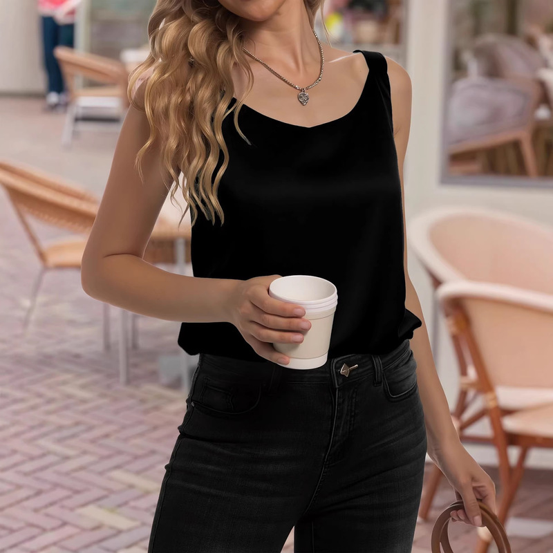 Women's Satin Tank Top V-Neck Camisole Women's Formal Casual Shirt Sleeveless Silk Blouse Women's Satin Tank Top V-Neck Camisole Women's Formal Casual Shirt Sleeveless Silk Blouse