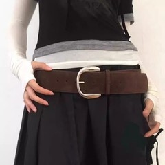 复古美式牛仔腰带女千禧风甜酷十字架设计感百搭拼接辣妹金属皮带