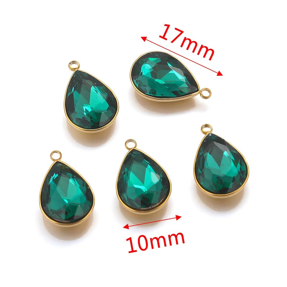 Acero inoxidable vidrio cristal colgante gotas de agua gemas de color colgante de acero titanio accesorios de joyería DIY