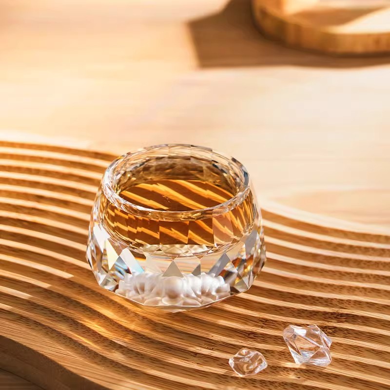 차잔, 개인용 컵, 크리스탈 유리 연꽃잔, 작은 차잔, 티컵, 차그릇, 차도구, 여성용, 고급스러운 디자인