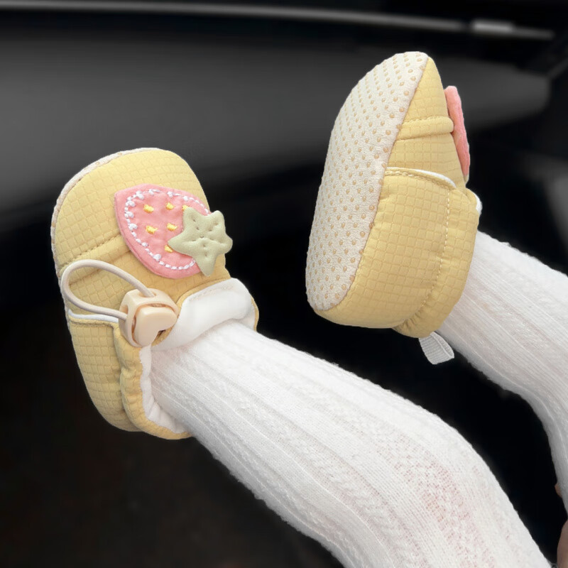 秋季甜美婴儿鞋女宝宝抽绳学步鞋软底不掉甜美草莓小月龄步前单鞋|undefined