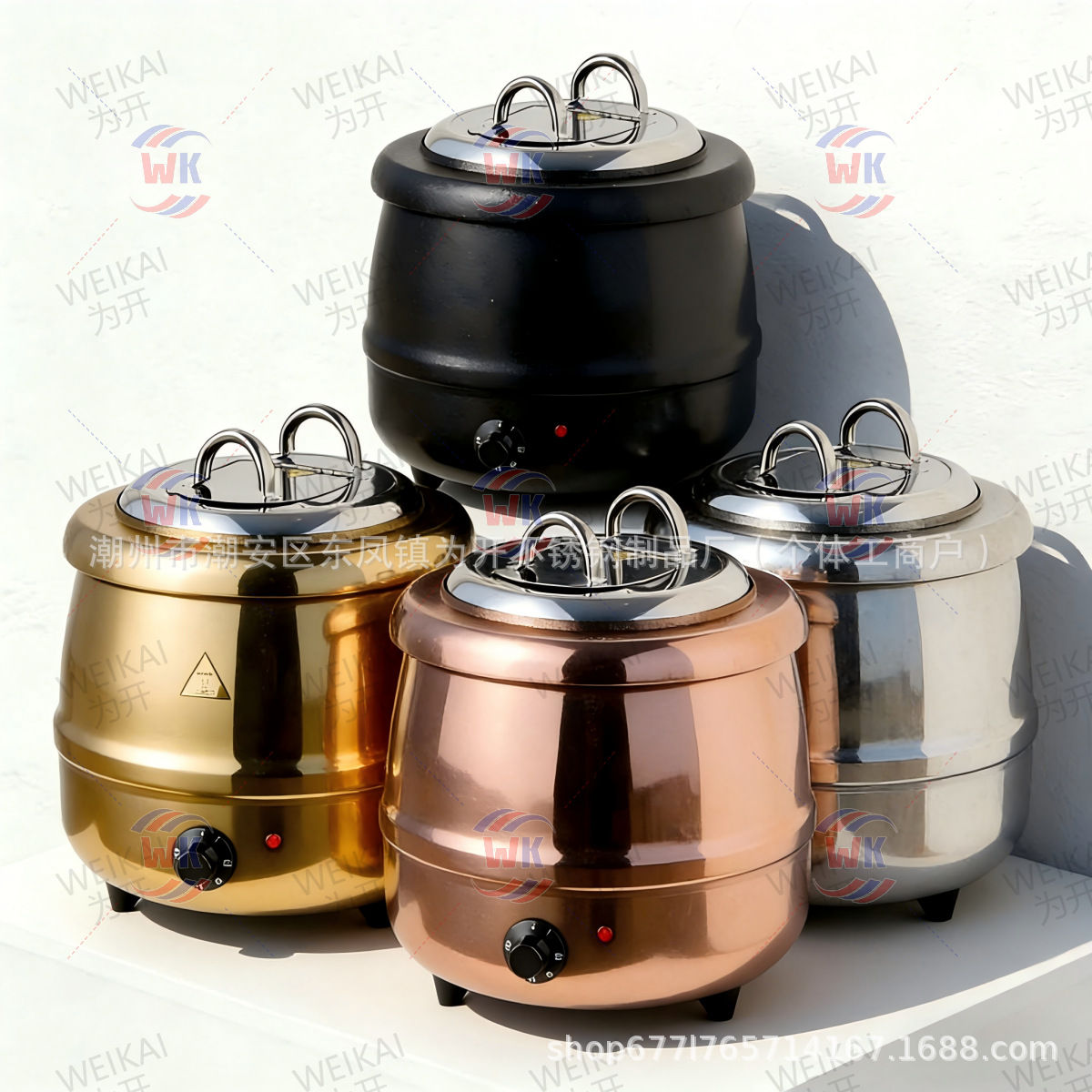 Olla de sopa caliente de hierro fundido electrónico transfronterizo 10 / 13l olla de sopa de acero inoxidable comercial 304 cubos de aislamiento térmico en el restaurante de la escuela y el Hotel