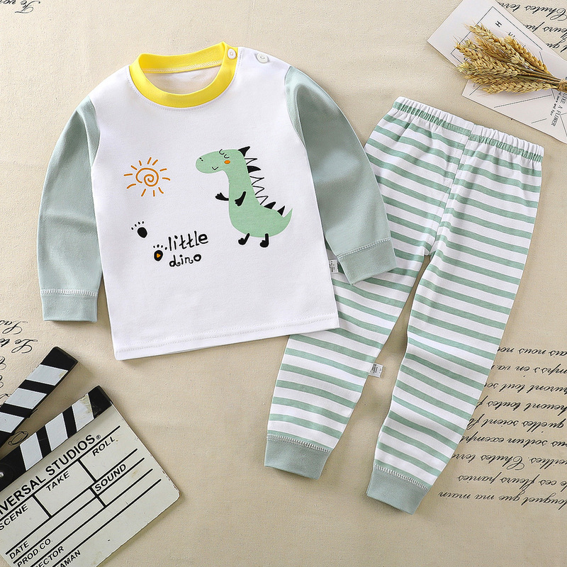 2025 秋と冬の新しい子供の下着セット純粋な綿の男の子と女の子の秋服と長ズボンベビーベビーホーム服ドロップシッピング|undefined