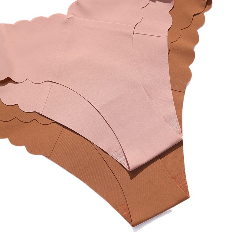 Onda encaje en forma de V cintura sin costuras ropa interior de niña de seda de hielo una pieza más tamaño algodón entrepierna calzoncillos de mujer