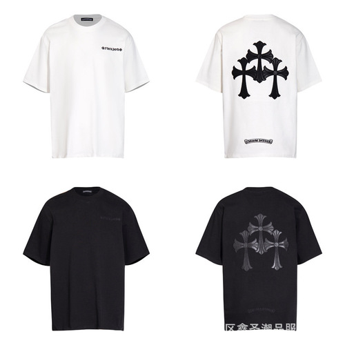 Chrome Heart 24 New Arrival Summer Trendy Brand Short-Sleeved T-Shirt—European and American Street Style Men's and Women's Half-Sleeve T-Shirt Collection