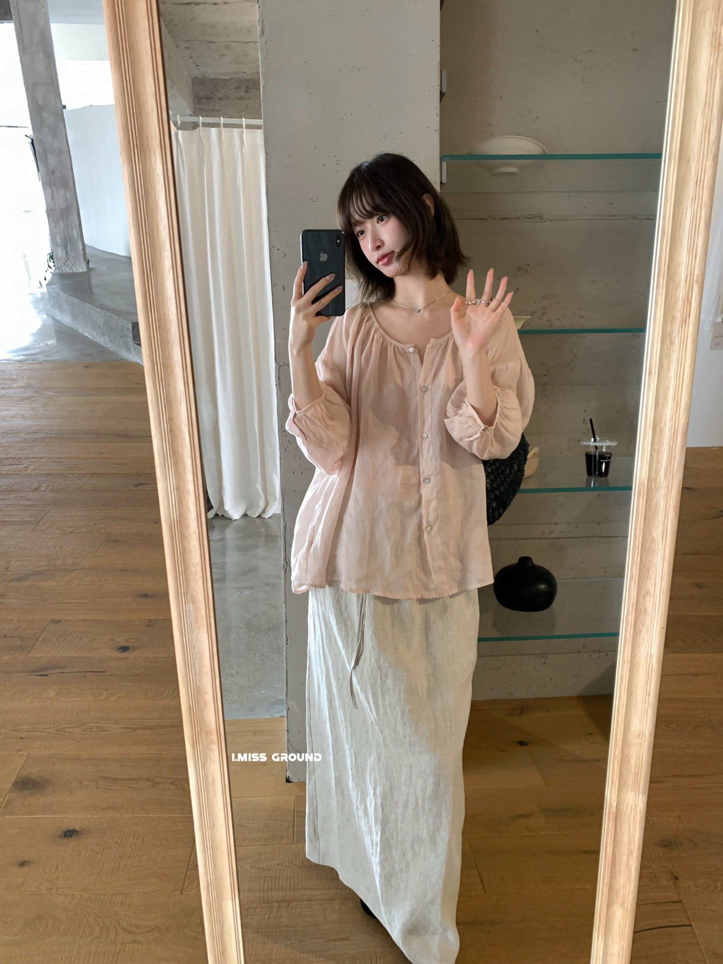 Áo sơ mi nữ linen tay lỡ phong cách Pháp i miss 2026 — xanh đậm, màu trắng, Bột cam, Vàng nhạtcolor chi tiết 26