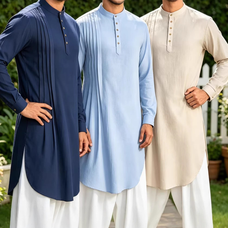 2026 New European and American Style Men's Button-Down Cotton and Linen Mid-Length Shirt 2026 New European and American Style Men's Button-Down Cotton and Linen Mid-Length Shirt