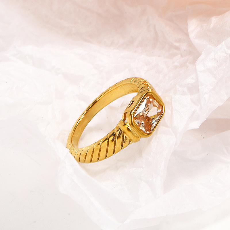 1 Piece Quantity Holiday, Daily Occasion Real Gold Plated Square 304 Stainless Steel Simple Style Waterproof Non Tarnish Rings