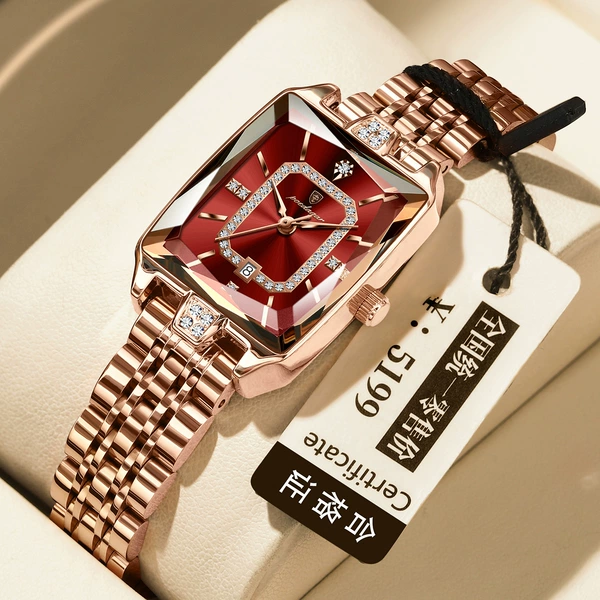 P785 rose gold red steel belt