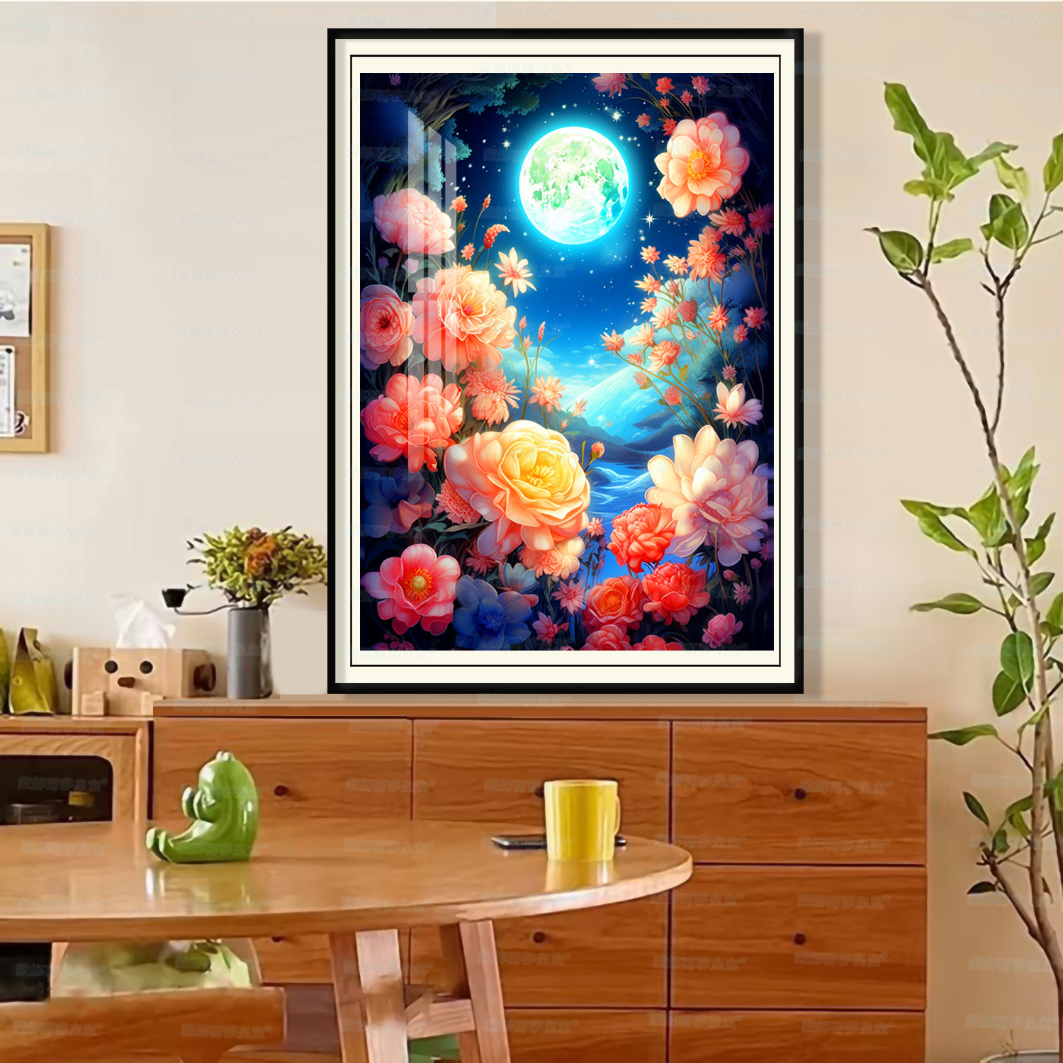 Mona Lisa real flor de punto de cruz buena luna llena nueva flor simple y hermosa sala de estar entrada pequeña hecha a mano image 3
