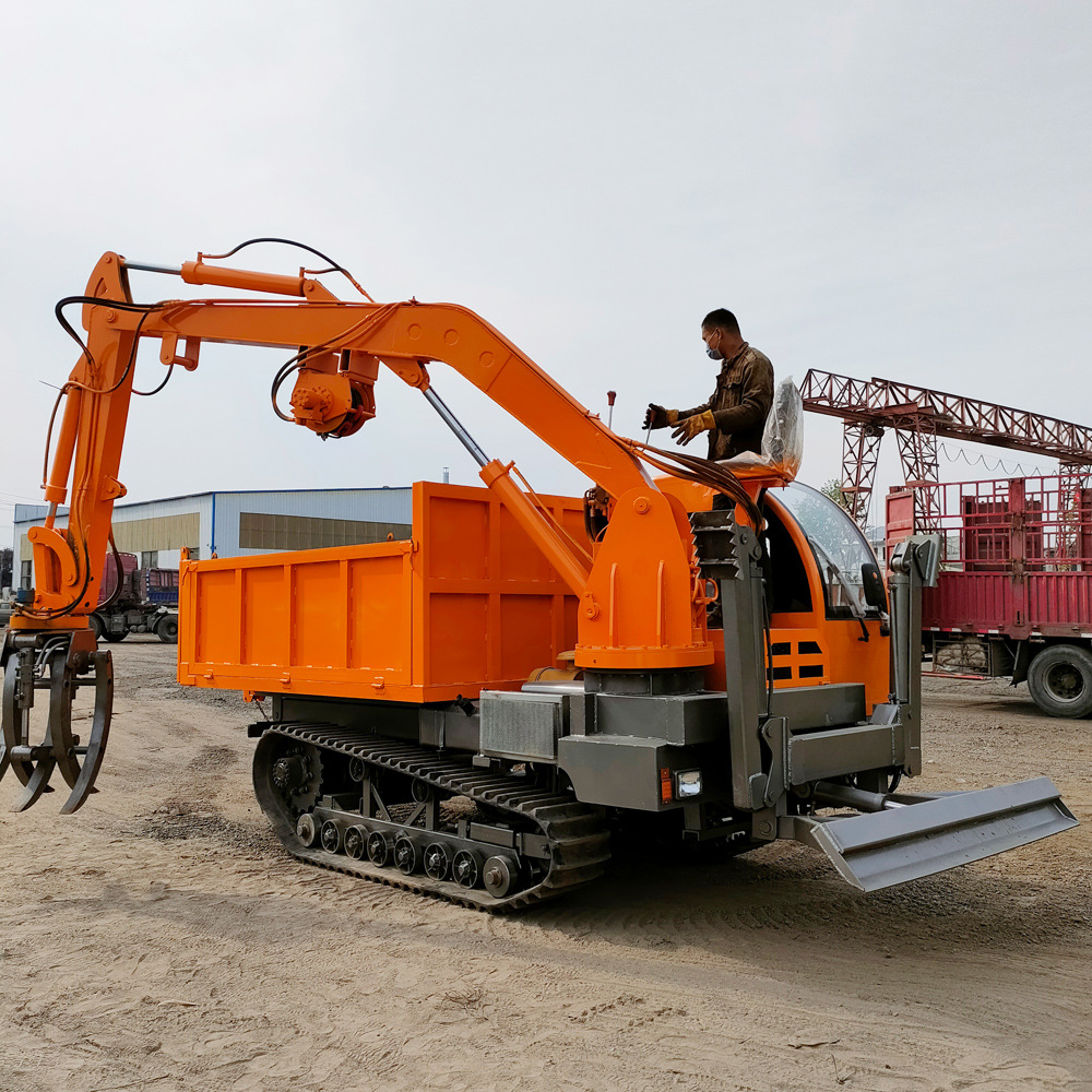 工程履带随车抓木机 履带式吊抓运输多用机 毛竹木材抓运车