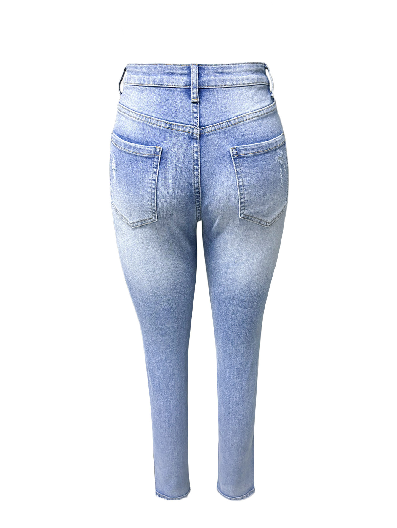 Women's Clothing Retro Denim Jeans For Women, Hot, High Waisted, Sexy, Hip Lifting, Tight Fitting, Ripped, Casual Skinny Jeans._ecoleips.com