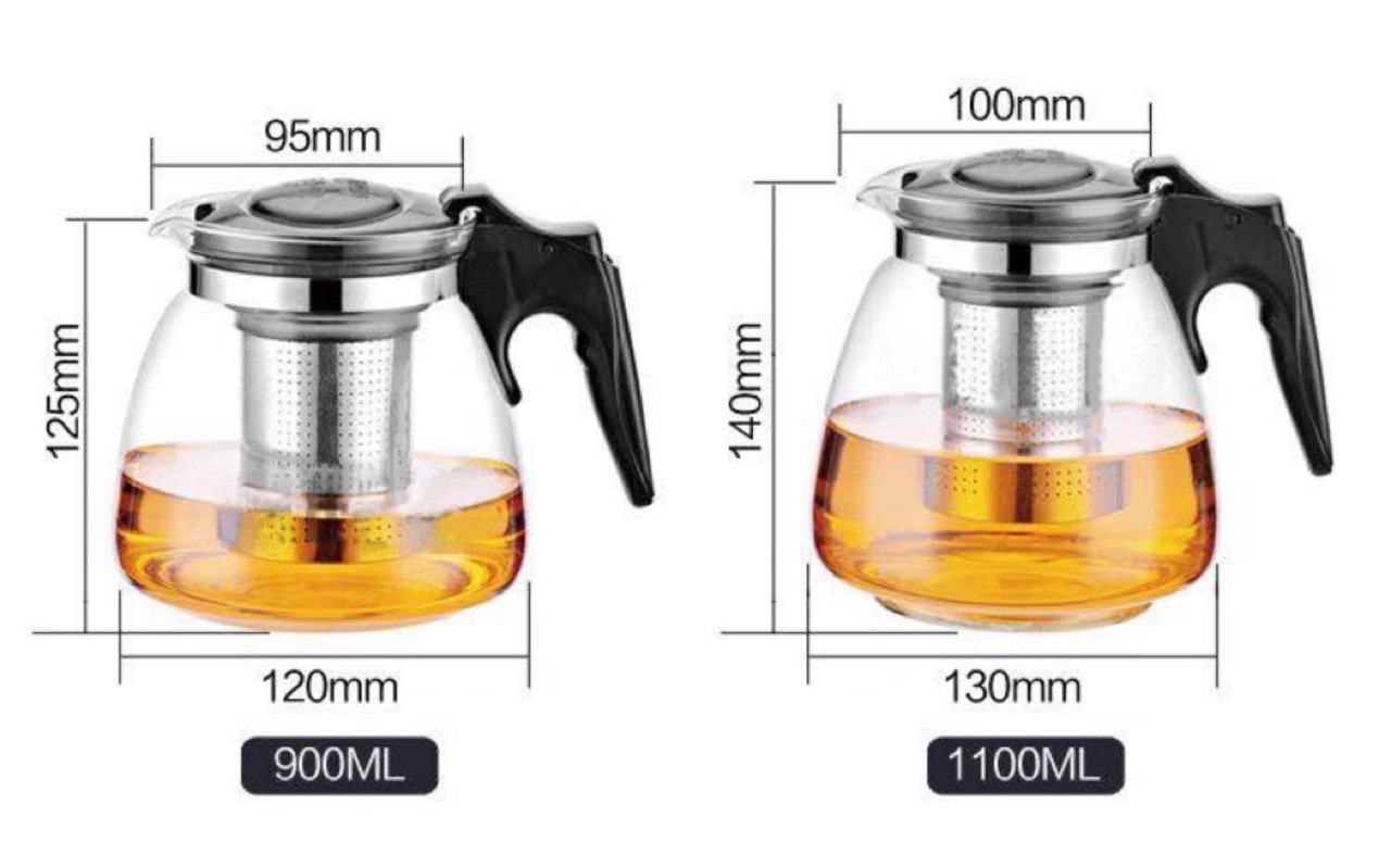 Multi-especificación de gran capacidad 900ML agua hirviendo cerveza de vidrio flor tetera juego de té imprimible logo regalo hotel