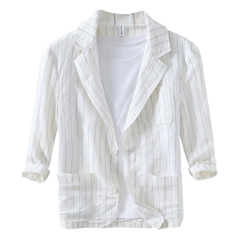L991 Light Luxury Leisure Seven-point Sleeve Suit Jacket Men's Linen Cotton and Linen Suit Jacket Men's Hair
