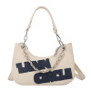 One-shoulder bag, capacious denim bag strap with letters, European style, wholesale