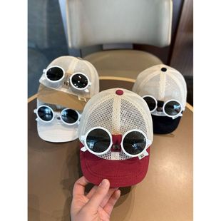 Children's Glasses Hat Summer Baseball Cap Baby Korean Style Sunglasses Fashionable Baby Sun Protection Toddler Girl Peaked Cap