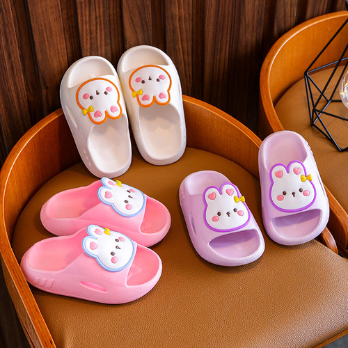 Wholesale street stall children's slippers bunny non-slip wear-resistant soft bottom household bathroom small, medium and large children's slippers girls