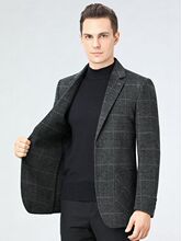 羊毛双面呢西装男外套2025秋冬新款中年商务休闲休闲修身厚款西服